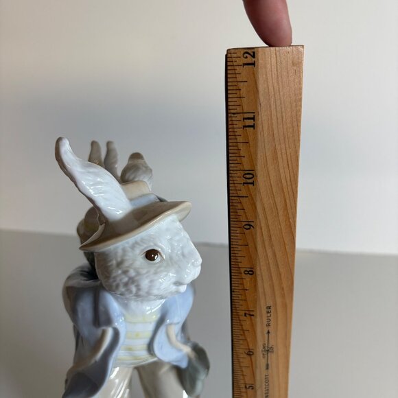 Ceramic Easter Bunny Figurine Baby Rabbit Basket Glazed 10.5" - Picture 7 of 7